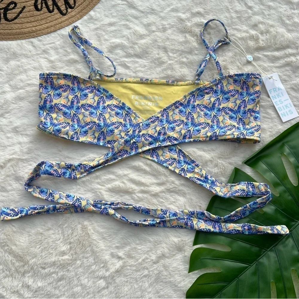 Frankie’s Bikinis Falcon Wrap Y2K Butterfly Bikini Top